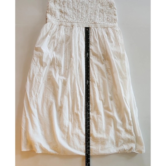 Ulla Popken Midi Sun Dress Sz 16/18 Crochet Smocking White Cotton Cottage Casual - Picture 8 of 10